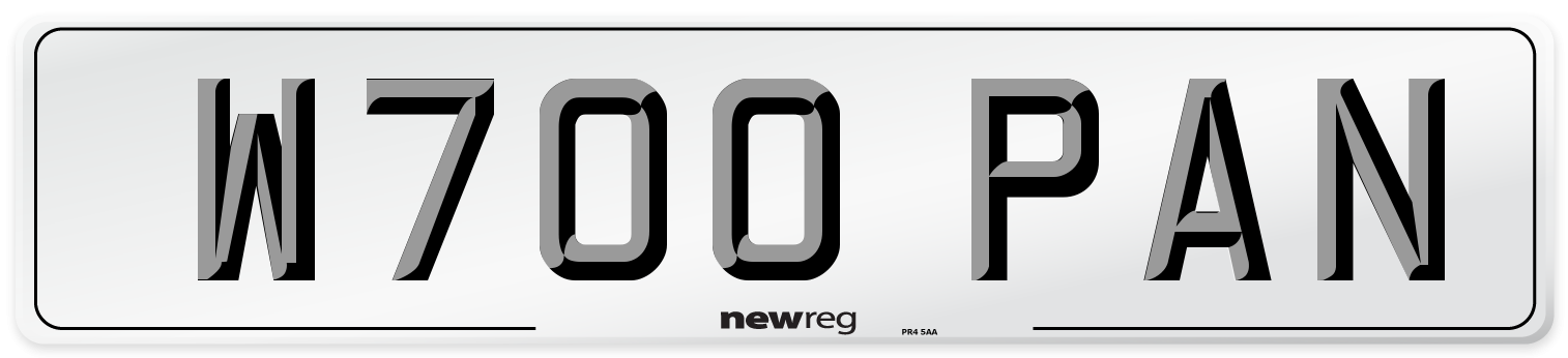 W700 PAN Number Plate from New Reg